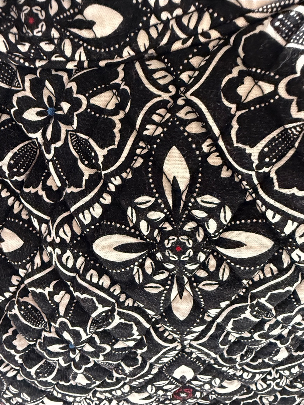 Vera Bradley Quilted Black & White Floral Tote Bag with Multicolor Accent - Picture 8 of 8